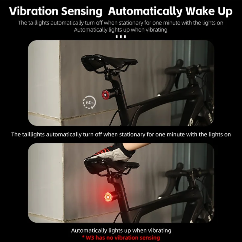 WEST BIKING W4S Intelligent Taillight Bicycle Brake Sensor Cycling Tail Lights - Red / Flat