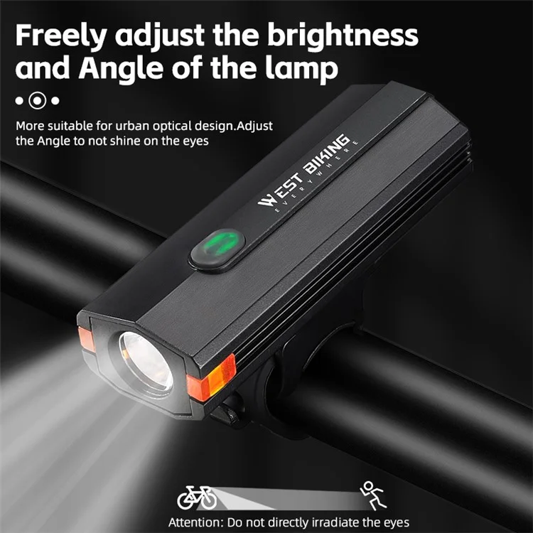 WEST BIKING YP0701407 Plastic Bicycle Headlight 400LM Night Cycling Torch Bike Front Light - Yellow