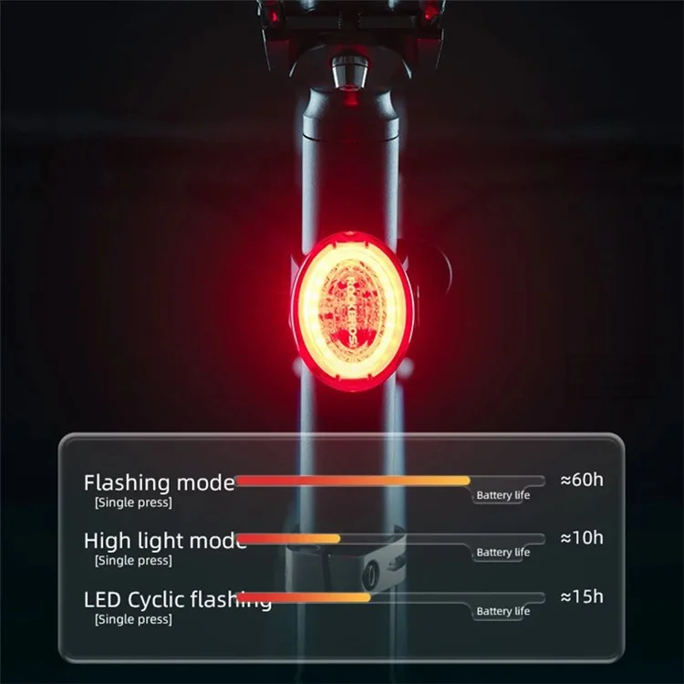 ROCKBROS LT-RR100 Bicycle Tail Light Smart Brake Sensor Night Lights for MTB Road Bike