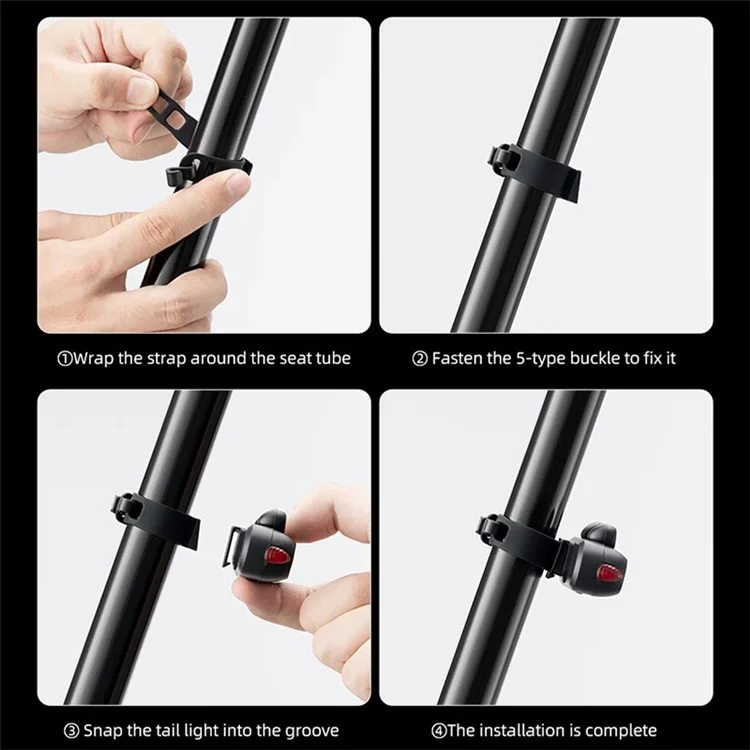 ROCKBROS RFL02 Luz trasera LED para bicicleta Rana Luz de freno de ciclismo de seguridad Linterna de bicicleta - Negro