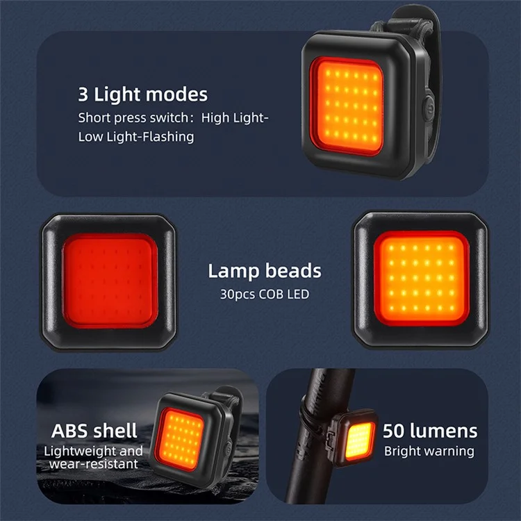 WEST BIKING YP0701418 Luz LED para Bicicleta Ciclo Ciclismo Luz de Segurança para Estrada MTB - Luz Traseira Preta / Luz Vermelha