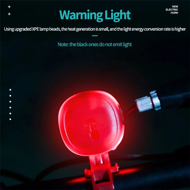 LEADBIKE LD69 Adjustable Volume Waterproof Bicycle Touch Electric Horn - Black / without Warning Light