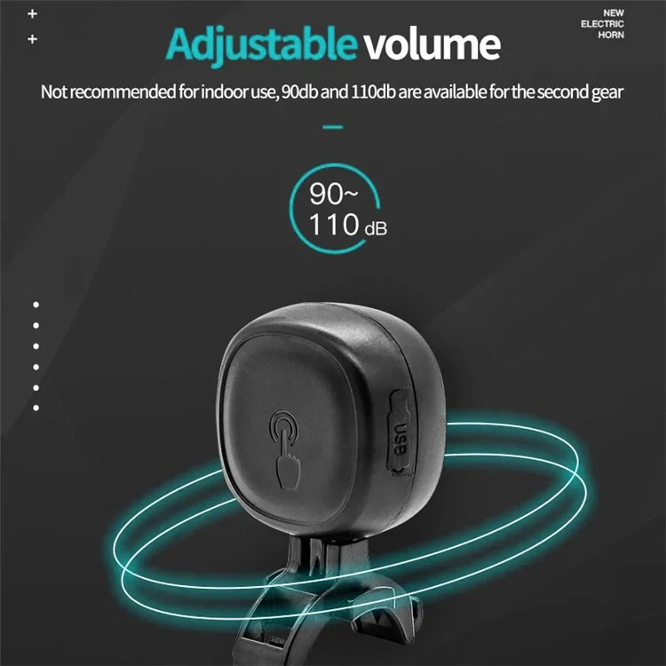 LEADBIKE LD69 Adjustable Volume Waterproof Bicycle Touch Electric Horn - Black / without Warning Light