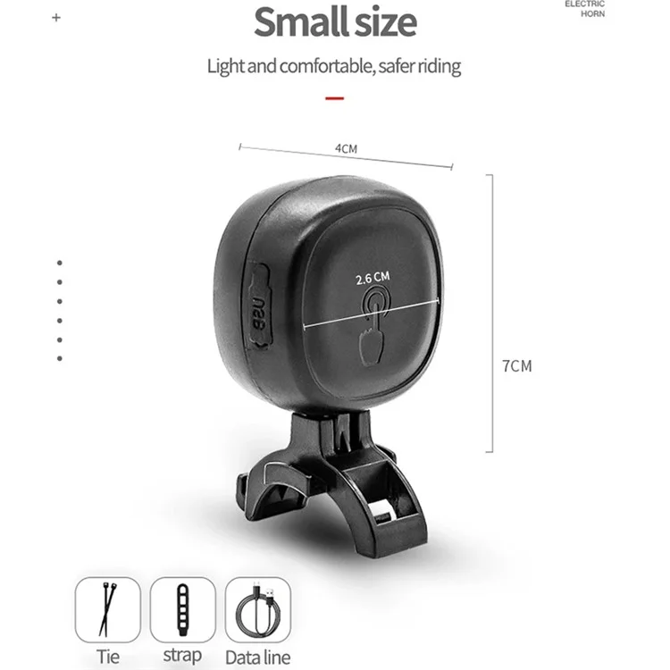 LEADBIKE LD69 Adjustable Volume Waterproof Bicycle Touch Electric Horn - Black / without Warning Light