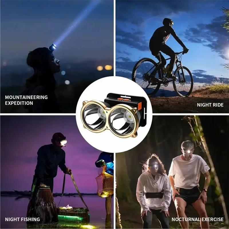 Y13 Outdoor Dual Aluminum Cup Headlamp for Camping, Fishing