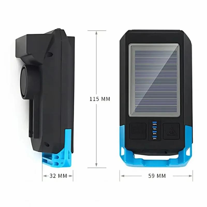 BG-1706 USB+Solar Recarregável Luzes de Bicicleta À Prova D'Água 6 Modos de Luz Farol Duplo de Bicicleta com Alarme de Buzina - Vermelho