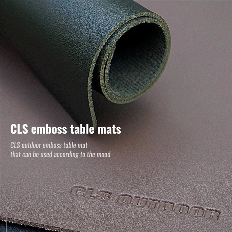 CLS 56x33cm Outdoor Camping Folding Table PU Leather Mat Anti-fouling Picnic Tablecloth - Coffee