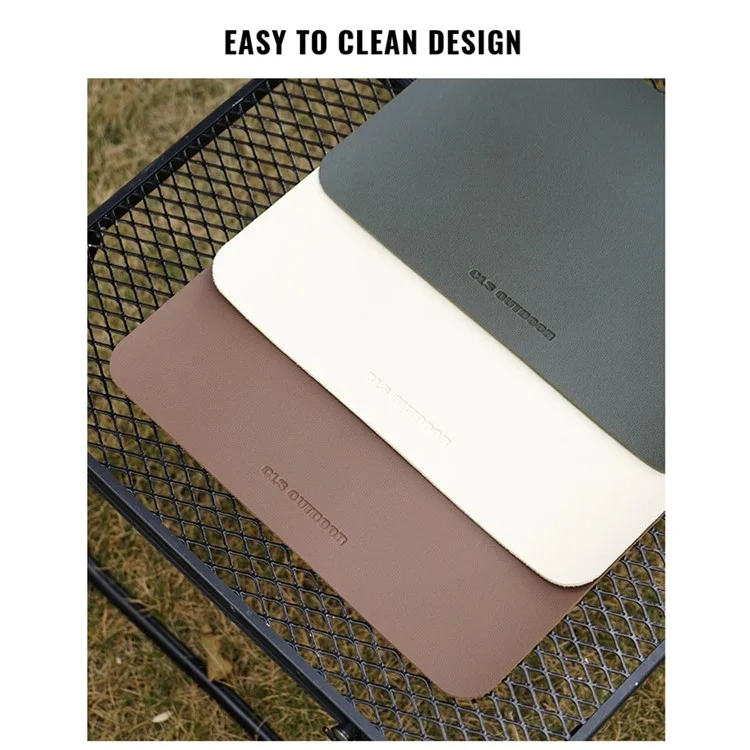 CLS 56x33cm Outdoor Camping Folding Table PU Leather Mat Anti-fouling Picnic Tablecloth - Coffee