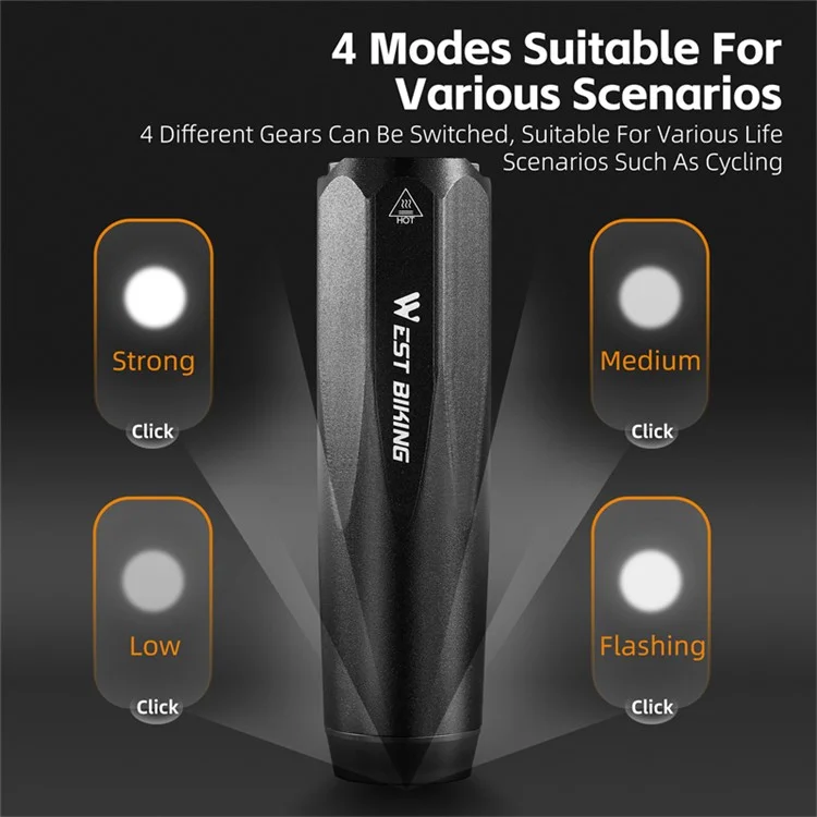 WEST BIKING YP0701404 Luz de Bicicleta Multifuncional com Sensor 600 Lumens Type-C
