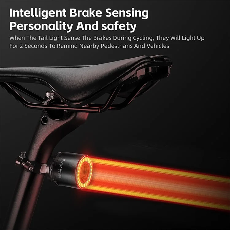 WEST BIKING YP0701420 Smart Sensing Bike Light Colorful LED MTB Taillight Warning Lamp