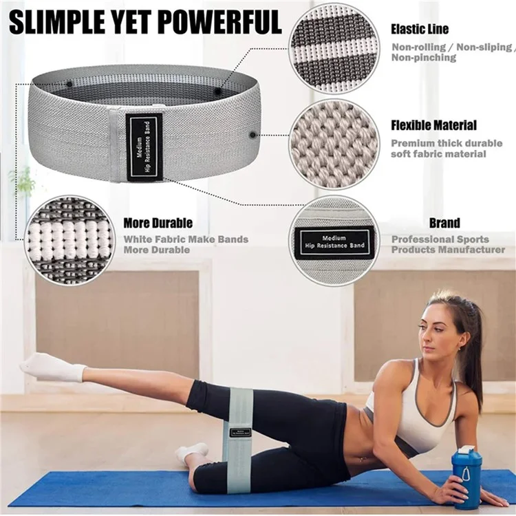 WOSWEIR FE0102 Yoga Fitness Resistance Bands Fabric Workout Fitness Gym Home Resistance Booties Band - S / Light Grey
