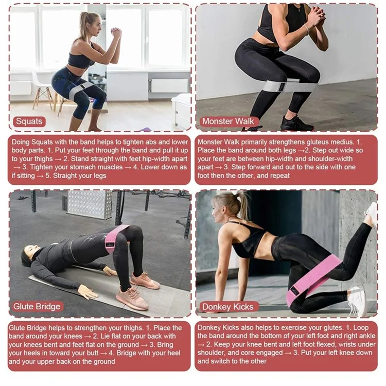 WOSWEIR FE0102 Yoga Fitness Resistance Bands Fabric Workout Fitness Gym Home Resistance Booties Band - S / Light Grey