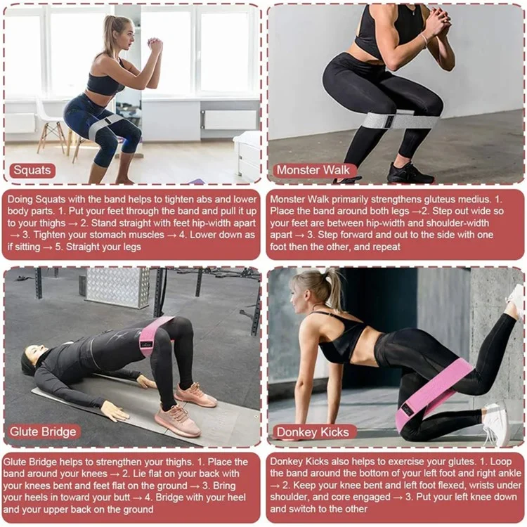 WOSWEIR FE0102 Fascia Esercizi in Tessuto Banda di Fitness Yoga Forza per Glutei - M / Grigio Scuro
