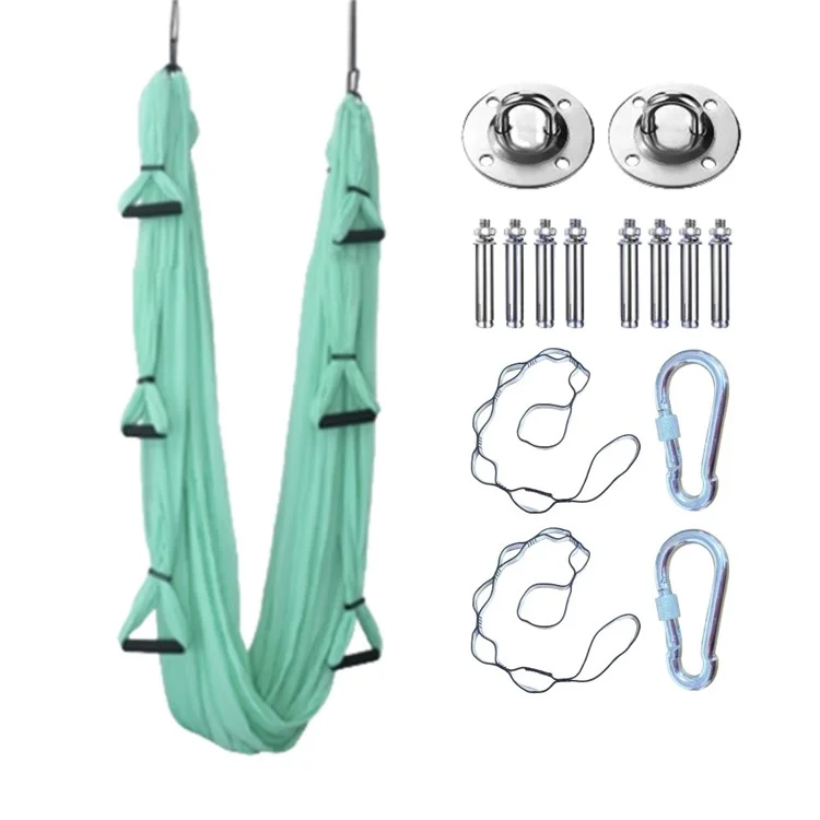 250x150cm Aerial Yoga Hammock Swing 6 Handles Inversion Exercise Hanging Belt, Upgraded Version - Mint Green