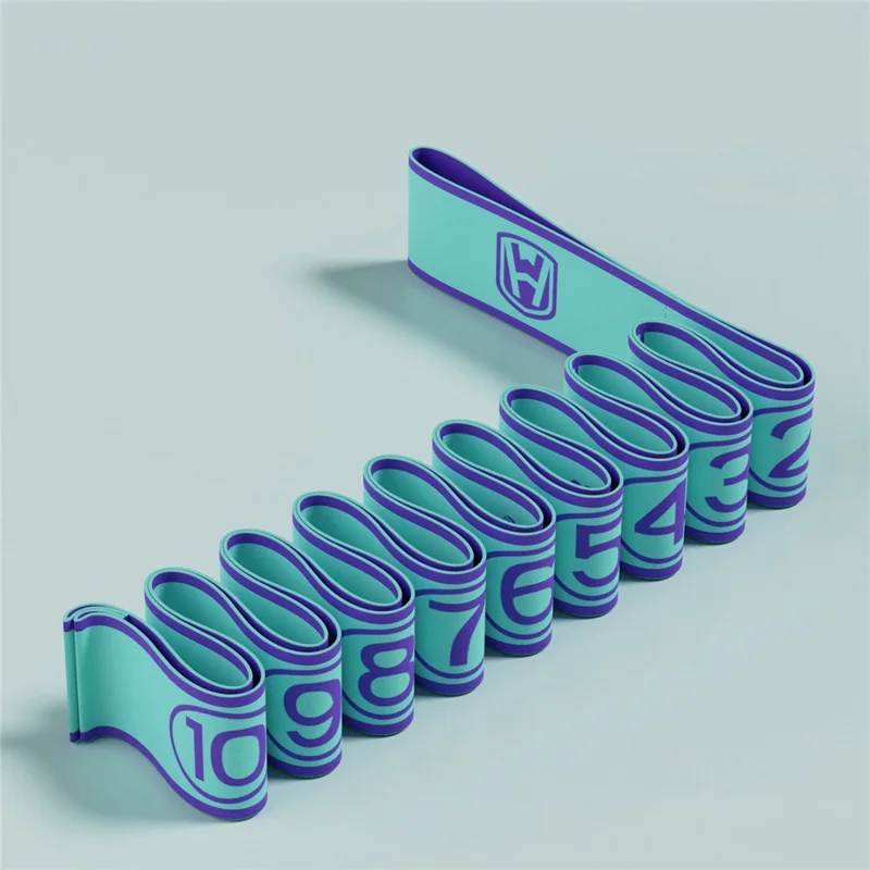 WOSWEIR YO0269 120cm 10 Sections Yoga Resistance Band Stretch Pilates Exercise Pull Strap - Cyan