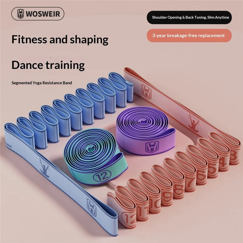 WOSWEIR YO0269 120cm 10 Sections Yoga Resistance Band Stretch Pilates Exercise Pull Strap - Cyan