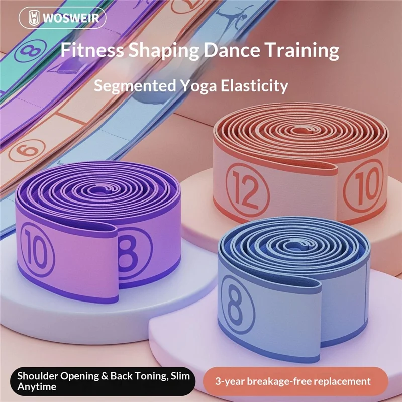 WOSWEIR YO0269 120cm 10 Sections Yoga Resistance Band Stretch Pilates Exercise Pull Strap - Cyan