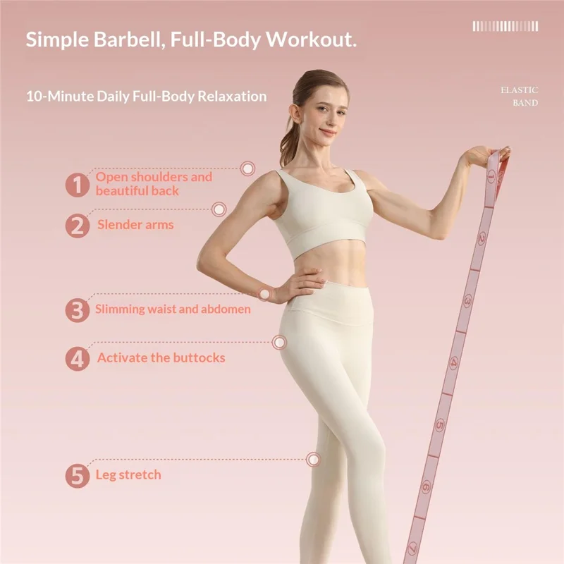 WOSWEIR YO0269 130cm 12 Sections Yoga Resistance Band Stretch Pilates Exercise Pull Strap - Pink