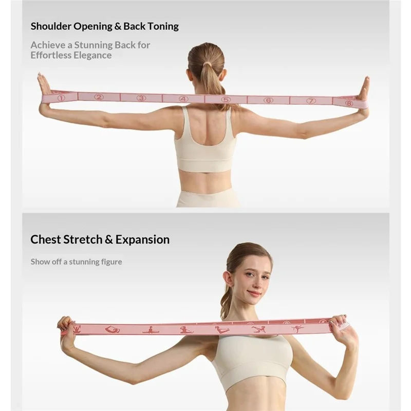 WOSWEIR YO0269 130cm 12 Sections Yoga Resistance Band Stretch Pilates Exercise Pull Strap - Pink