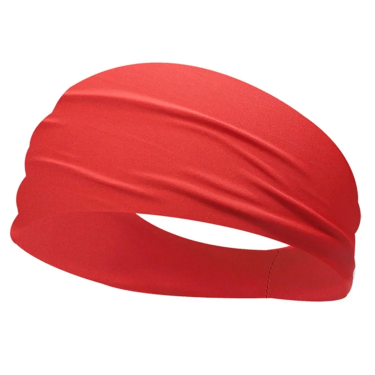 B85 Yoga Headband Sports Elastic Sweat Absorbent Wide Bandana Men Women Running Fitness Hair Band - Red