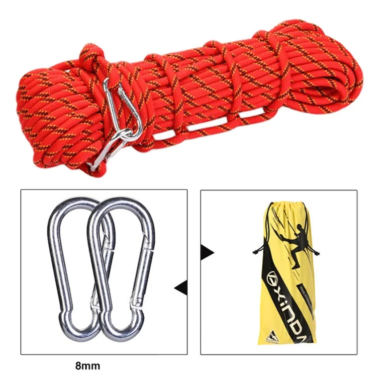 XINDA XD-S9804 20m Corda da arrampicata statica da esterno per emergenza e fuga - Rossa