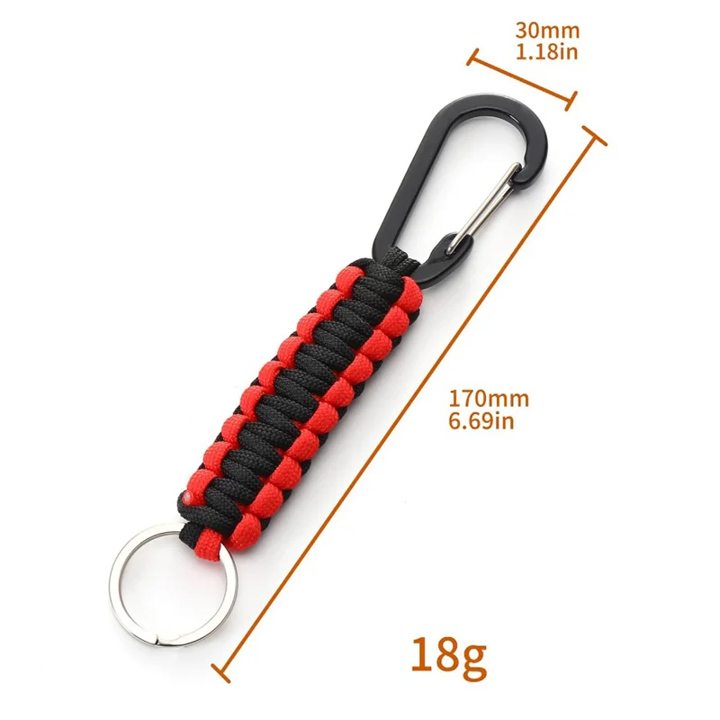 Outdoor Camping Carabiner Parachute Rope Anti-lost Braided Lanyard with Key Ring - Black+Red Camouflage