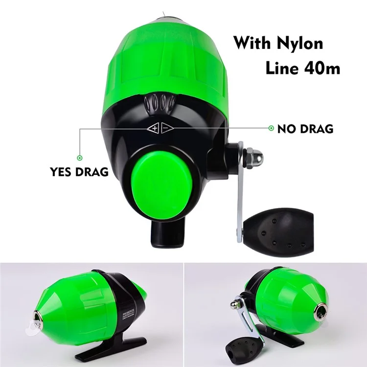 PROBEROS KFSAN12 Conjunto de vara de pesca de 1,8 m com mini iscas, vara de pesca retrátil - Verde 