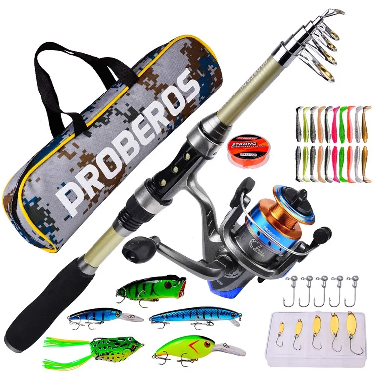 PROBEROS HWCSET068 Set da Pesca con Mulinello da 1,8 m, Esche