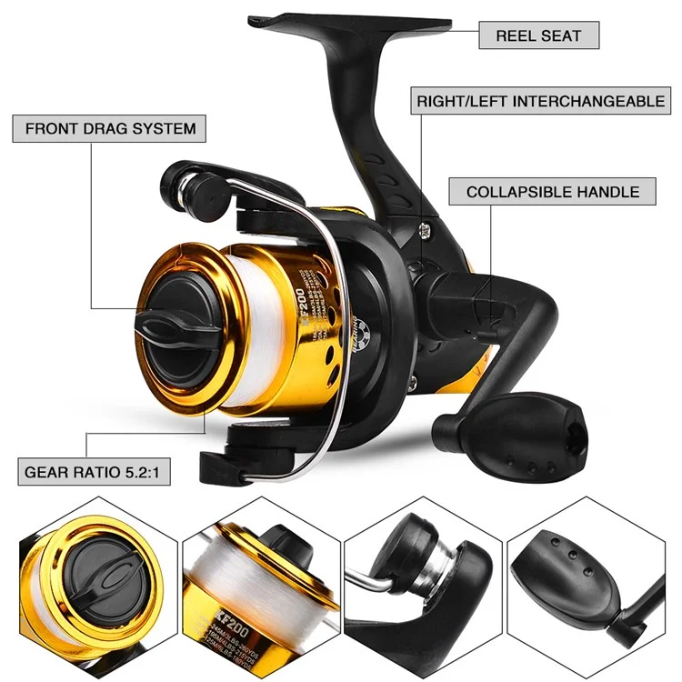 PROBEROS HWCSET109 1.5m Fishing Rod and Reel Combo Set with Lures for Beginners - Gold