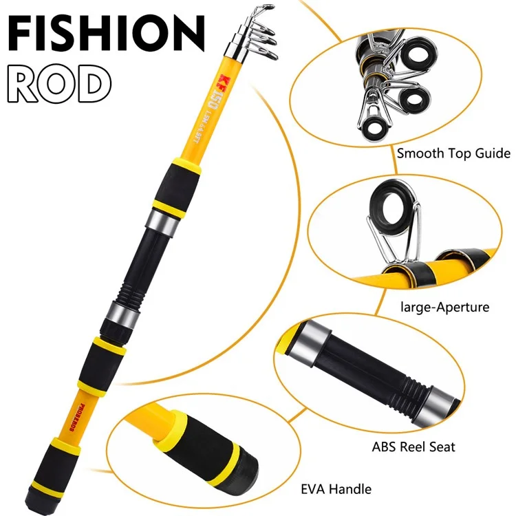PROBEROS HWCSET109 1.5m Fishing Rod and Reel Combo Set with Lures for Beginners - Gold
