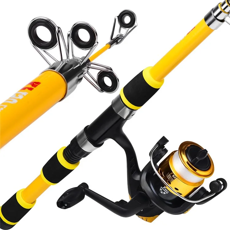 PROBEROS HWCSET109 1.5m Fishing Rod and Reel Combo Set with Lures for Beginners - Gold