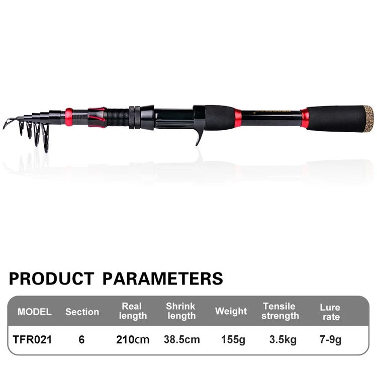 Proberos Hwcset100 2.1m Combo de Carrete de Polo de Caña de Pesca de Carbono Con Gancho de Señuelo - Carrete de Mano Izquierda