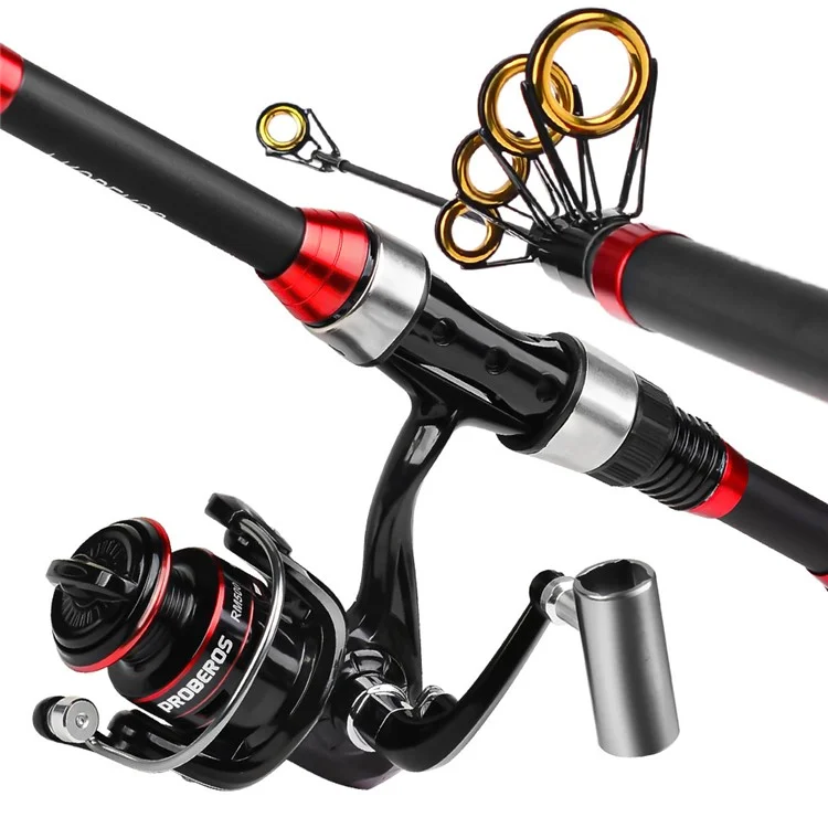 PROBEROS HWCSET101 Vara telescópica de 1,8 m Linha de Carretel de Pesca com Bolsa de Transporte 