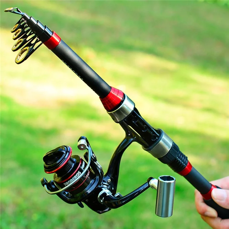 PROBEROS HWCSET101 Vara telescópica de 1,8 m Linha de Carretel de Pesca com Bolsa de Transporte 
