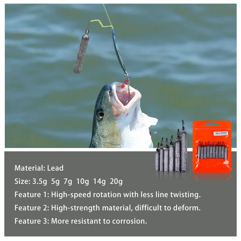 JIG035 10 pezzi / confezione Reaction Tackle Lead Drop Shot Weights, Anti-Snag Fishing Sinkers - 3,5g