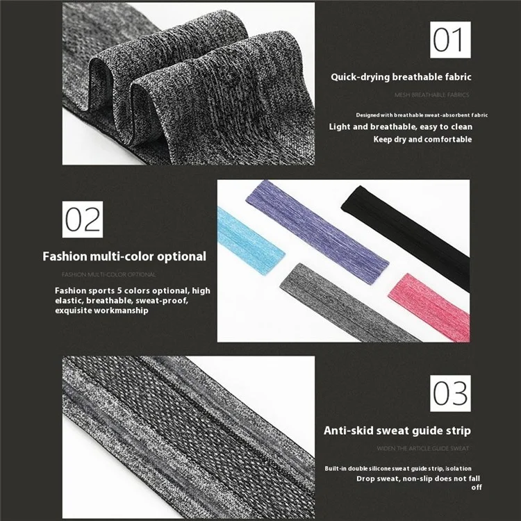 WD-HE0022 Sweat-Absorbed Workout Headband Hair Band Head Band Sweatband - Grey
