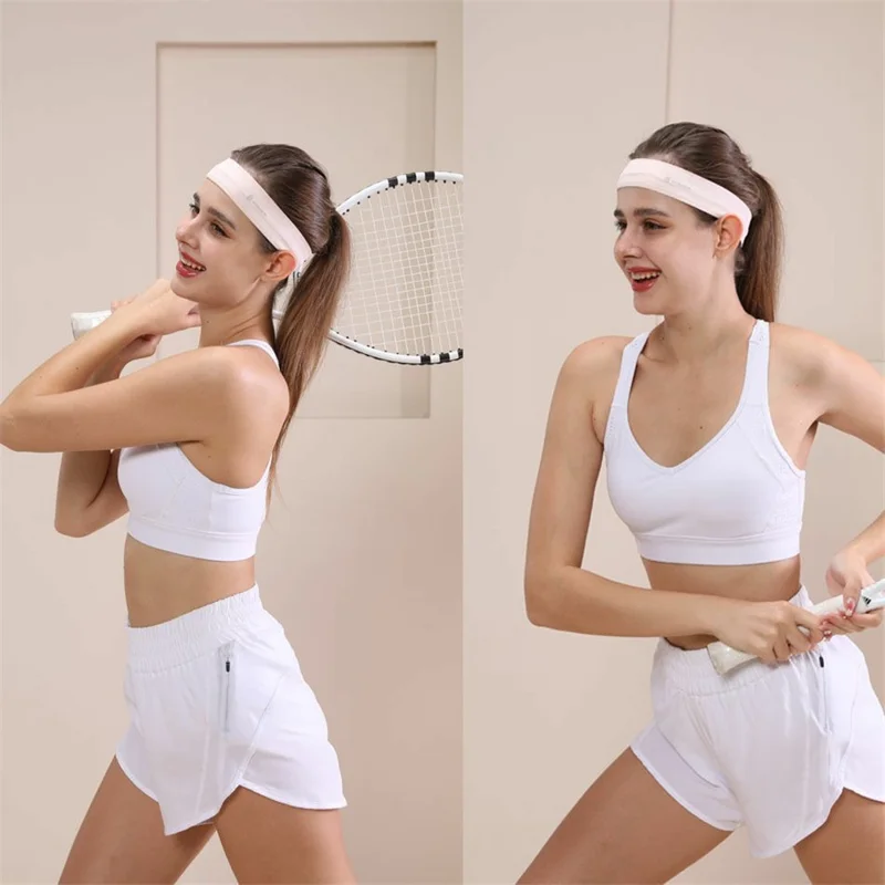 WOSWEIR HE0211 Yoga Headband Hair Band Sweat-Absorbed Head Band Sweatband - Light Pink