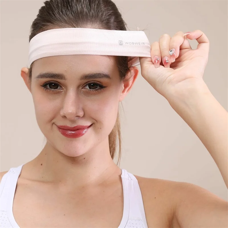 WOSWEIR HE0211 Yoga Headband Hair Band Sweat-Absorbed Head Band Sweatband - Light Pink