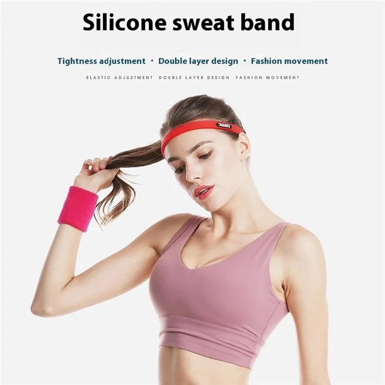AOLIKES TD-2113 Faixa de Cabeça Antiderrapante de Silicone para Esportes / Fitness Corrida, Absorvente de Suor, Ajustável - Vermelho