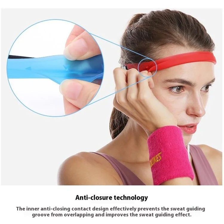 AOLIKES TD-2113 Faixa de Cabeça Antiderrapante de Silicone para Esportes / Fitness Corrida, Absorvente de Suor, Ajustável - Vermelho