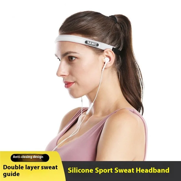 AOLIKES TD-2113 Faixa de Cabeça Antiderrapante de Silicone para Esportes / Fitness Corrida, Absorvente de Suor, Ajustável - Vermelho
