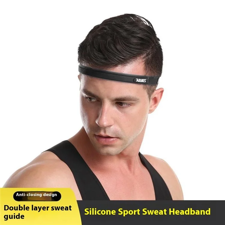 AOLIKES TD-2113 Faixa de Cabeça Antiderrapante de Silicone para Esportes / Fitness Corrida, Absorvente de Suor, Ajustável - Vermelho