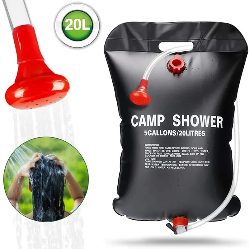 Outdoor Camping 20L Solar Shower Bag Hiking Travel Wilderness Portable Bathing Water Storage Heater