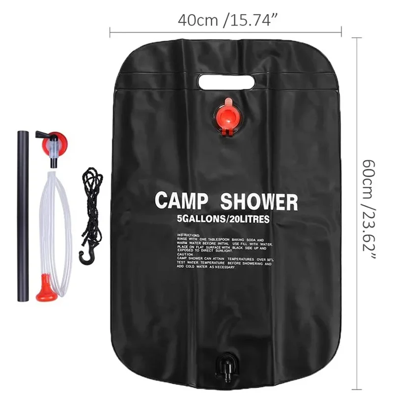 Outdoor Camping 20L Solar Shower Bag Hiking Travel Wilderness Portable Bathing Water Storage Heater