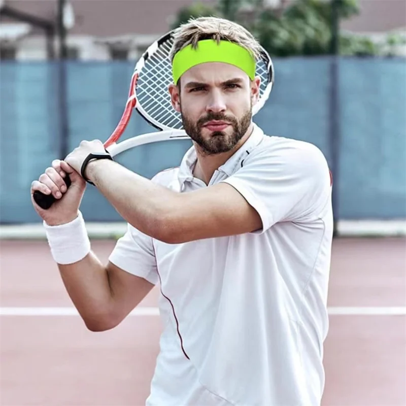 1Pc Banda de cabeza rápida de secado al aire libre Pañuelo absorbente del sudor del tenis Elástico para hombres y mujeres - Blanco