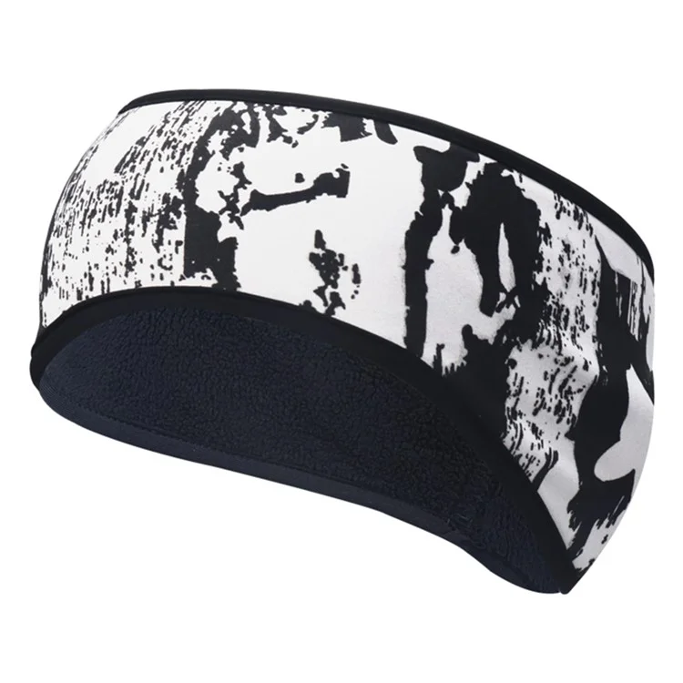 DK-AH Stylish Thicken Warm Windproof Winter Sports Headband Unisex Outdoor Cycling Running Climbing Forehead Ear Protection Headgear - Ink Painting White