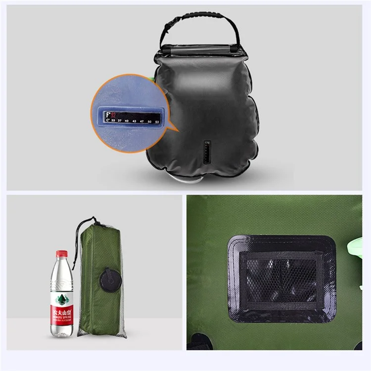 AOTU AT6628 20L Sac de Douche Solaire Portable pour le Camping Randonnée - Noir