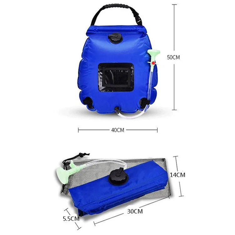 Aotu AT6628 20L Borsa Per Doccia Portatile Borsa Per la Doccia a Riscaldamento Solare Per Escursioni in Campeggio All'aperto - Nero