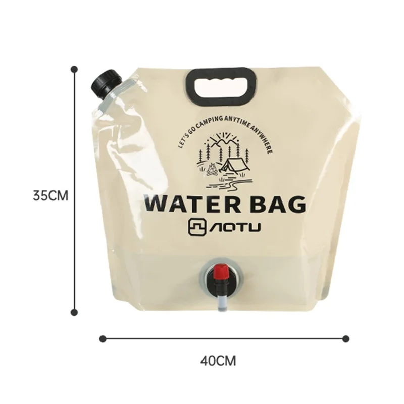 AOTU 9L Outdoor Camping Water Bag Foldable Water Storage Carrier for Hiking Climbing (BPA-Free, No FDA Certificate) - Khaki