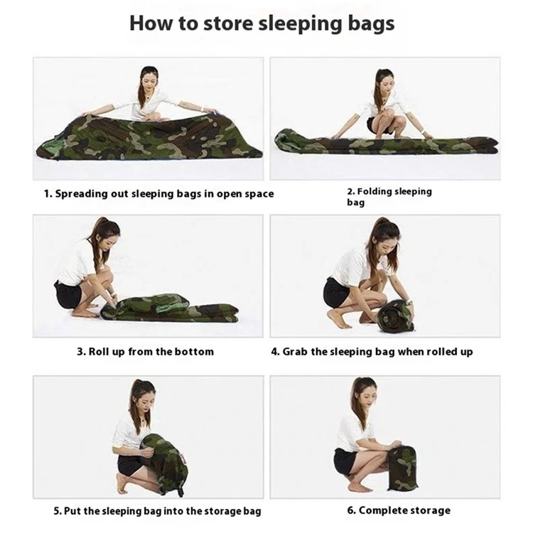 Saco de dormir tipo sobre para camping al aire libre con capucha para adultos, de algodón hueco y cálido, 1.8 kg / -5 ~ 15 grados Celsius - Camuflaje de la selva